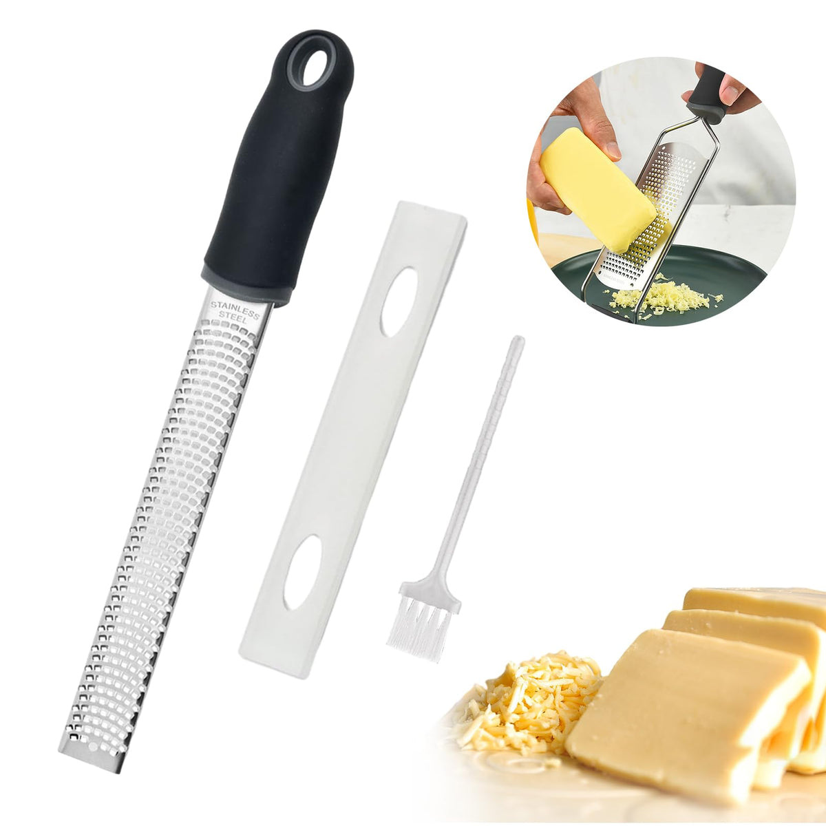 Restynic Lemon Zester Grater, Stainless Steel Fine Grater with Cover