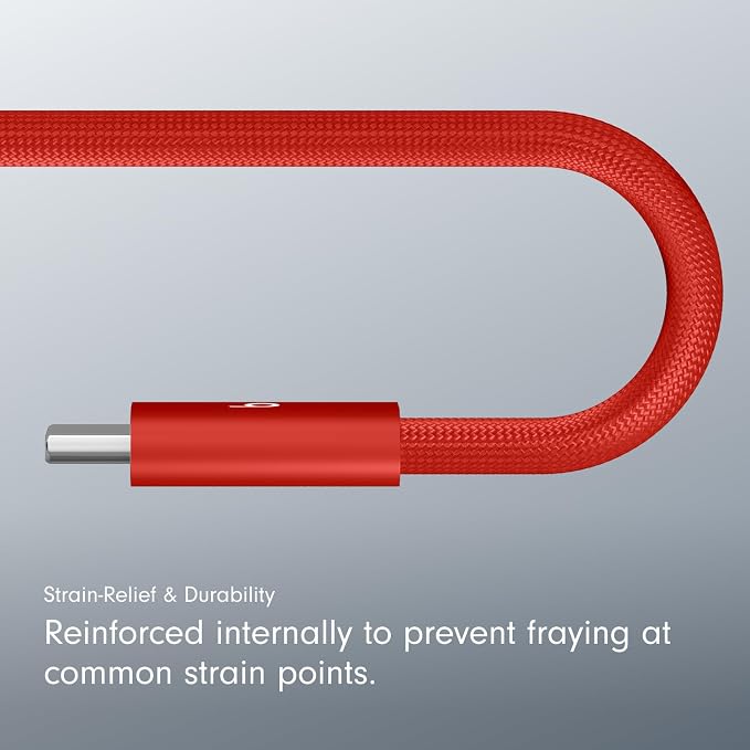 Beats 240W USB-C to USB-C Braided Cable Fast Charging Durable/Tangle Free Compatible with Apple and Android Devices (3 m/10 ft) – Bolt Black