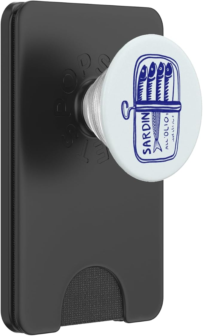 Sardine Tin in Blue Hand Drawn PopSockets PopWallet for MagSafe