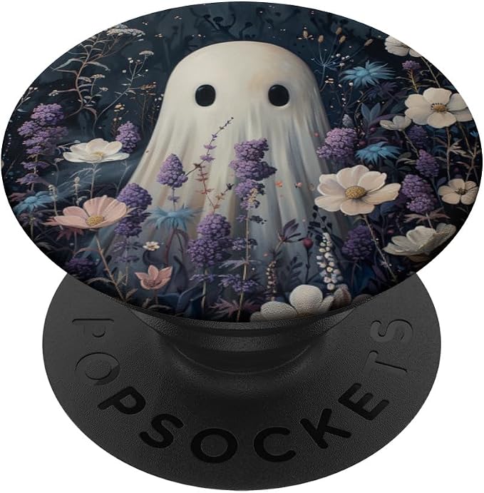 Spooky Ghost Floral Purple Wildflower PopSockets Adhesive PopGrip
