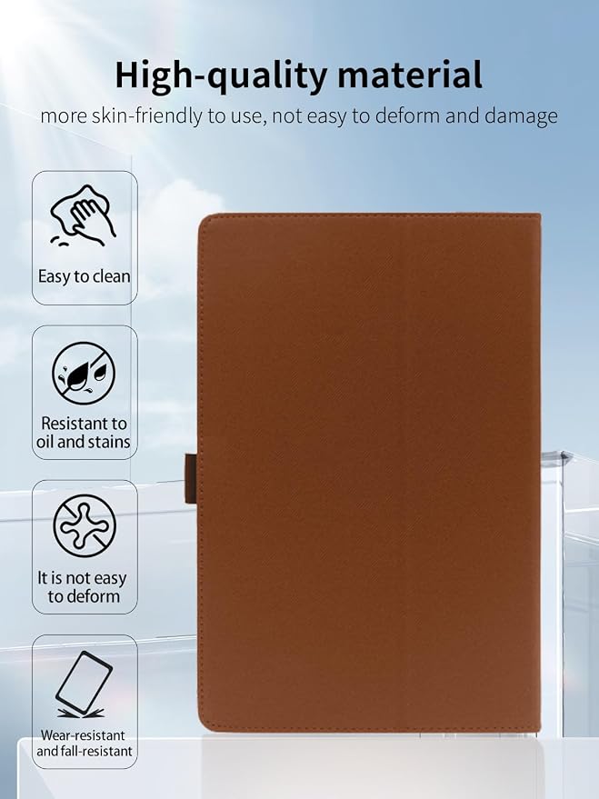 Case for VekfulPC T20 Tablet 10 Inch Android 15 TabletUYRUREL Leather Slim Folding Stand Cover with Hand Strap Magnet for Men Women Full ProtectionBlack.