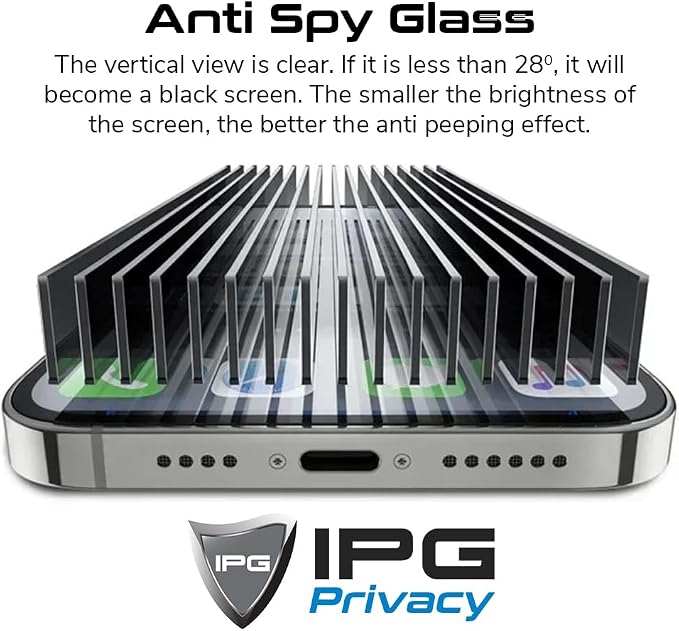 IPG Privacy Made for iPhone Anti-Spy Screen Protector Prevents Side Viewing Smooth Touch Anti-Fingerprint Ultra Responsive Matte Finish (iPhone 16 Pro Max)