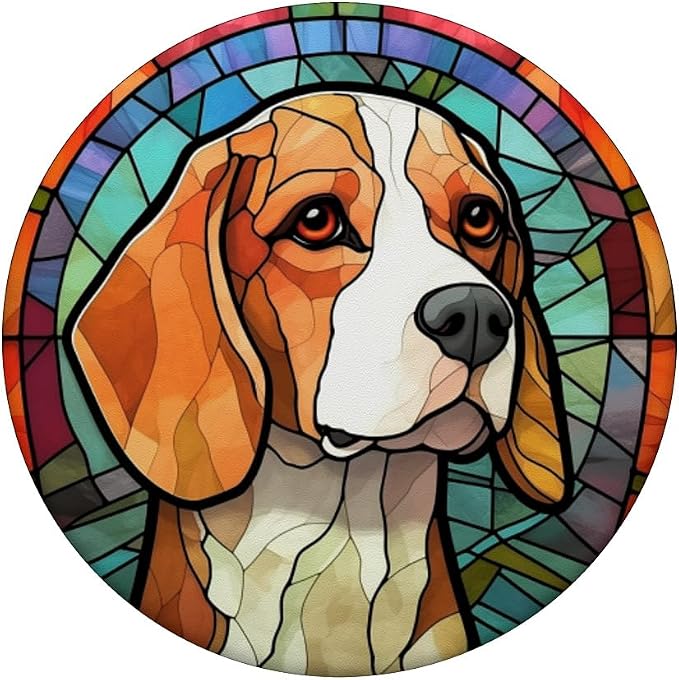 Beagle Dog Stained Glass PopSockets PopGrip for MagSafe