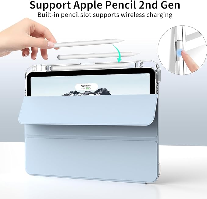 Case for iPad Air 13 Inch Case M4/M3/M2 (2026/2025/2024) Pro 12.9 Inch (6th/5th Gen 2022/2021) 2 in 1 Detachable Cover with Clear Hard Back Supports Touch ID Auto Wake/Sleep Black