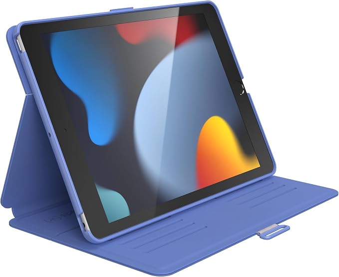 Speck Balance Folio Case for iPad 10.2 Inch (2019-2021) - Drop &amp Camera Protection Slim Multi Range Stand Apple Pencil Holder - Arcadia Navy/Moody Grey