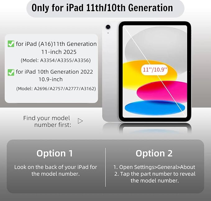 Case for iPad A16 11th/10th Generation 11/10.9 inch Black | Magnetic Attachment Slim Soft TPU Protective Case Multi Angles Hidden Pencil Holder Shockproof Frame Auto Wake/Sleep