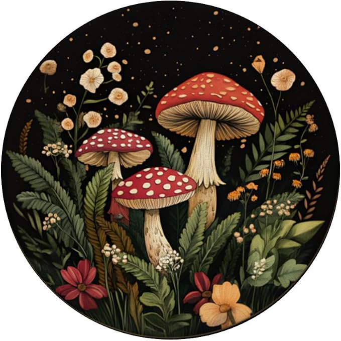Mushroom PopSockets Adhesive PopGrip for Cell Phones - Black