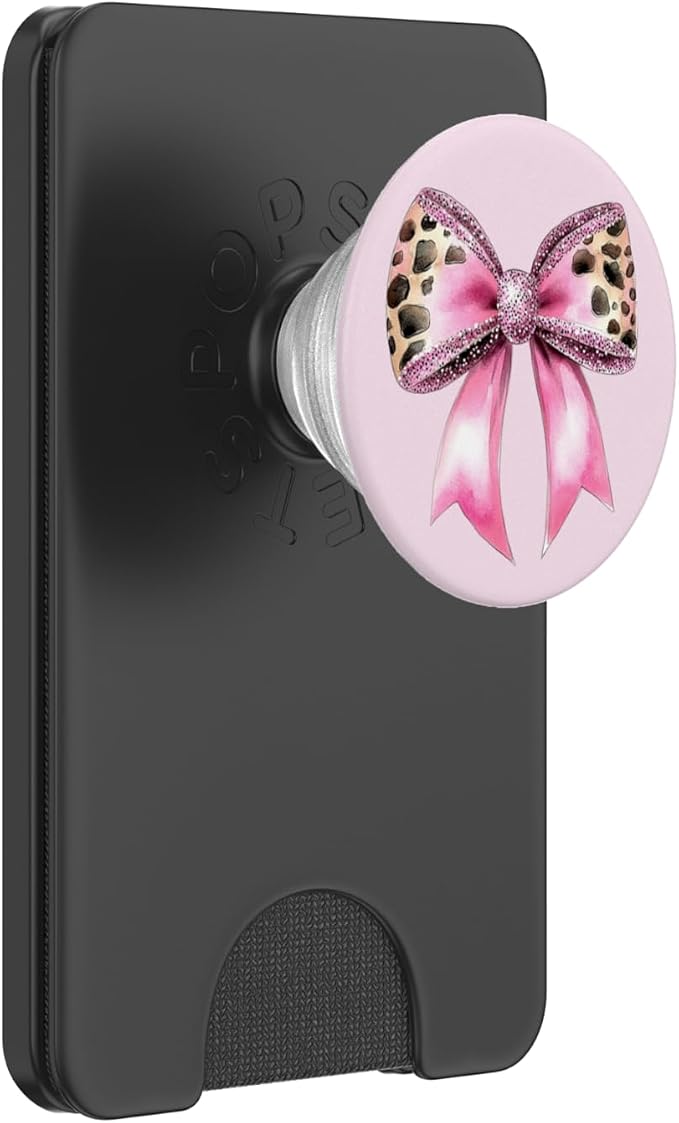 Bow Coquette Cute Pink Bows Aesthetic Hot Pink Leopard Print PopSockets PopGrip for MagSafe