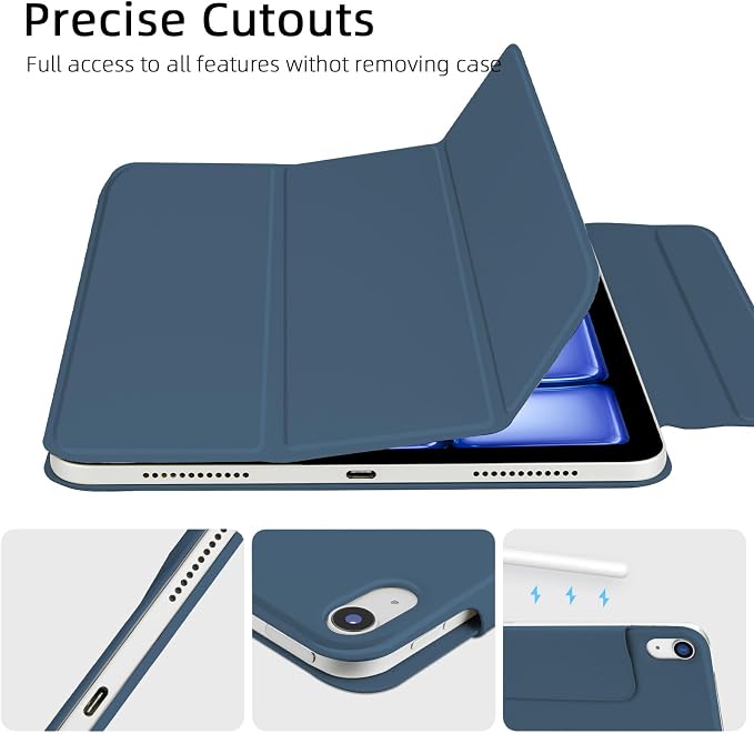 for iPad Air 13 inch M4/M3/M2 Case (2026/2025/2024Model A3268/A3269/A3271) Auto Sleep/Wake and Magnetic Closure Slim Trifold Stand Case PU Leather Cover Support Apple Pencil Pro Black