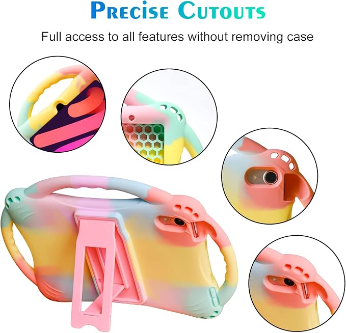 TopEsct Kids Case for iPad mini 7 (A17 Pro) 2024 /iPad Mini6 2021 Shockproof Silicone Cover with Handle Stand for 8.3 iPad mini 6th/7th GenBlue