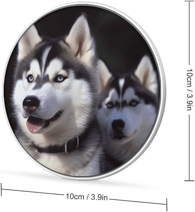 Husky Dog Wireless Charger with Aluminum Alloy Frame Qi Certified Fast Wireless Charging Pad 10W Charging Station Portable Phone Charger for All Wireless Charging Phone