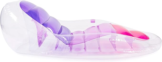 Swimways Dry Float Lounger Pool Float, Translucent Inflatable Recliner Chair for Adults with Fast Inflation, Foot Rest & Cup Holder