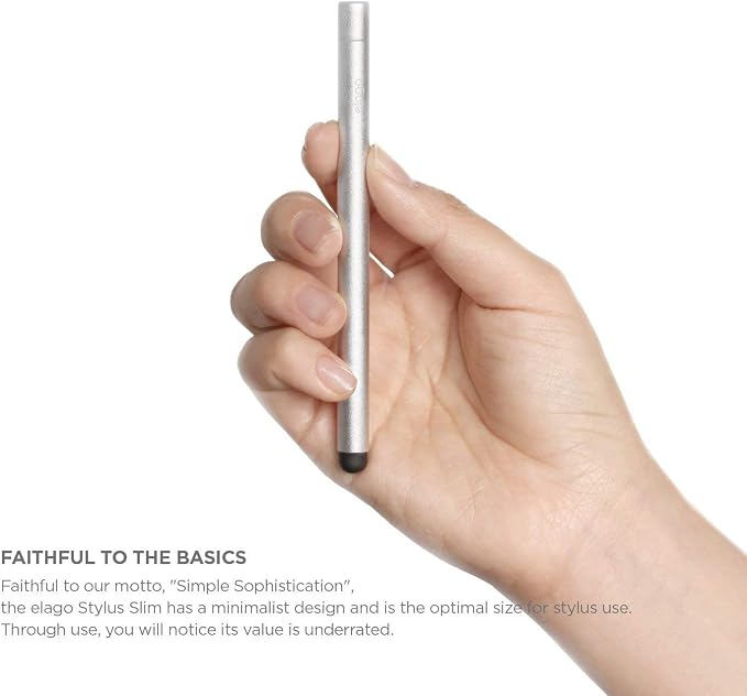 elago Premium Aluminum Slim Stylus Pens for All Touch Screen Tablets | Soft Touch Pen-Point Precise Touch and Control Extra Rubber Tip Included Ergonomic Grip Comfortable Grip (Black)