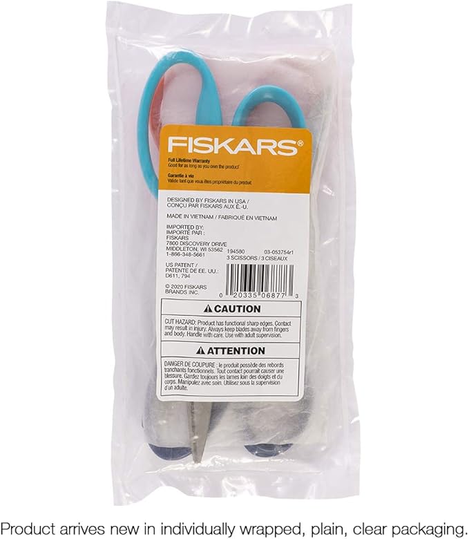 Fiskars 194580-1017 Back to School Supplies Student Kids Scissors, 7 Inch, Red