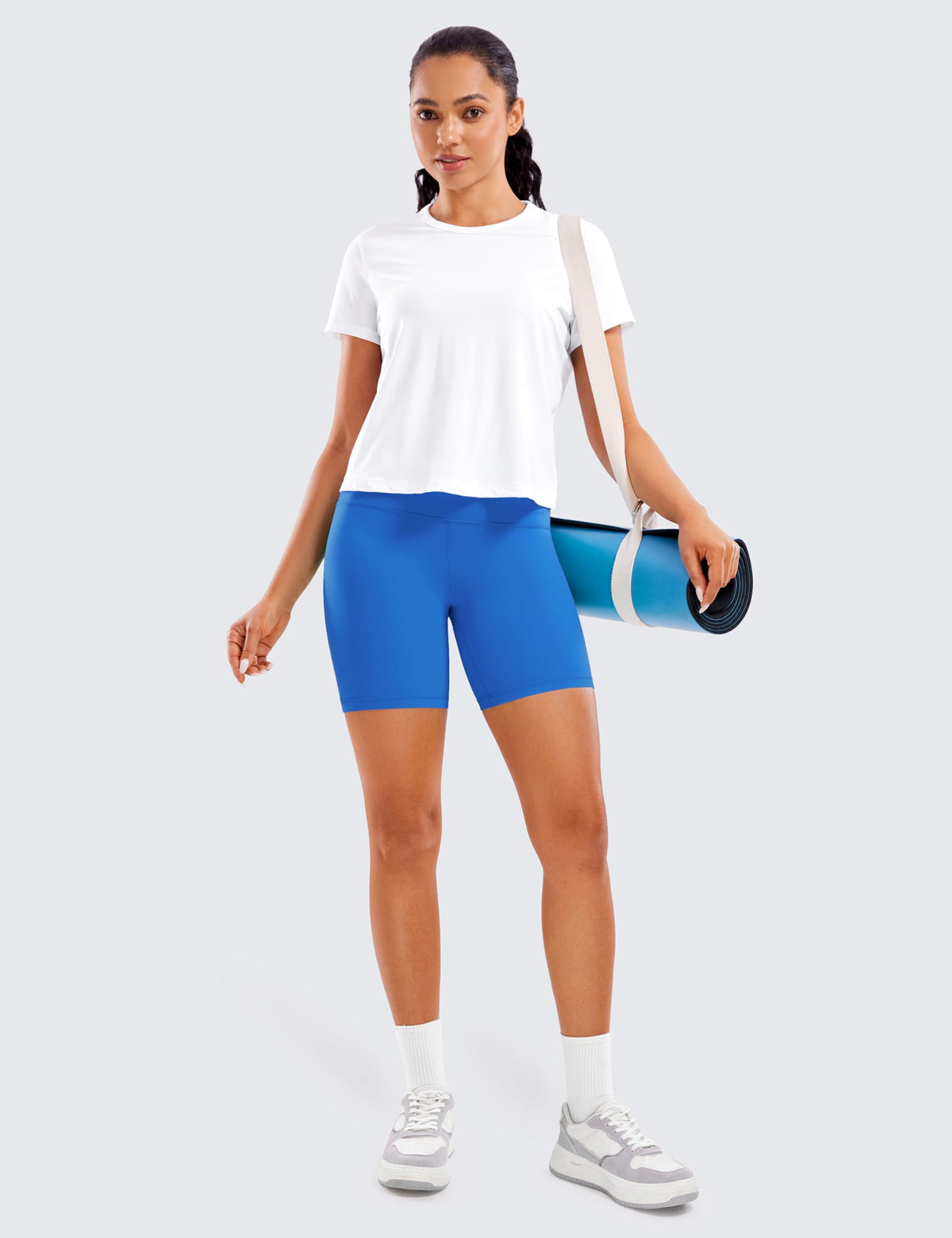 CRZ YOGA Butterluxe Biker Shorts 6" Sparkle Blue Medium
