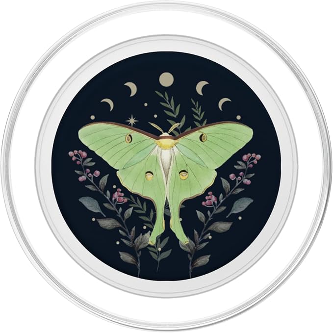 Celestial Moon Moth Butterfly Floral Pattern PopSockets Adhesive PopGrip