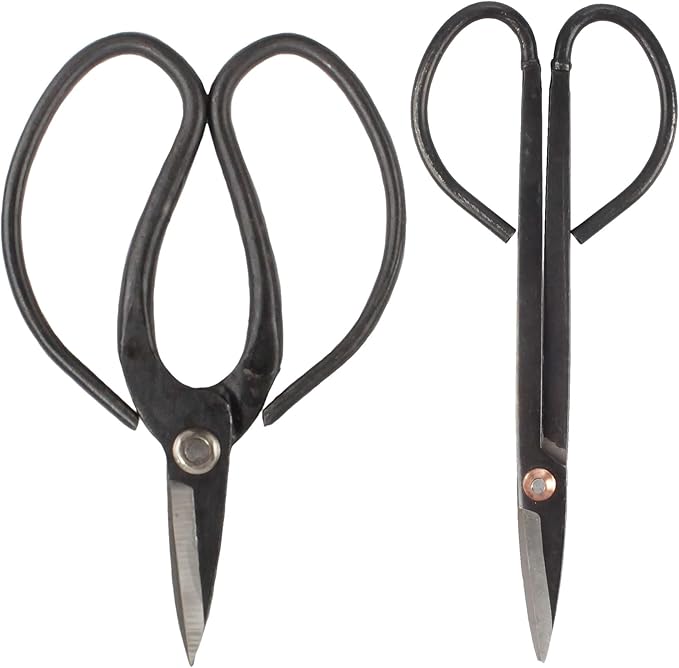 BambooMN Bonsai Basics Set - 7.2" Trimming Shears & 7" Heavy Duty Butterfly Shear - 1 Set