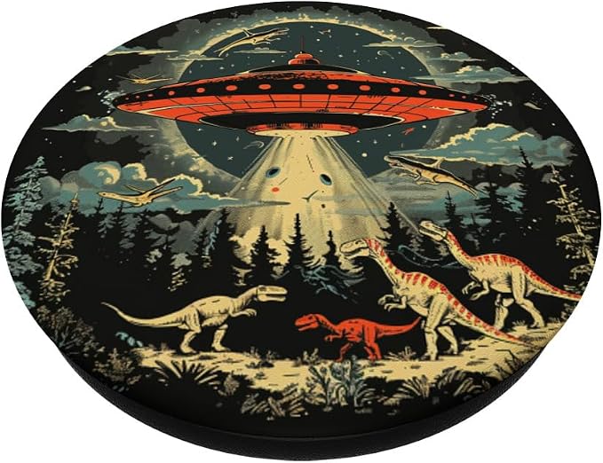 Alien Lover Flying Saucer UFO Abduction Dinosaur PopSockets Adhesive PopGrip