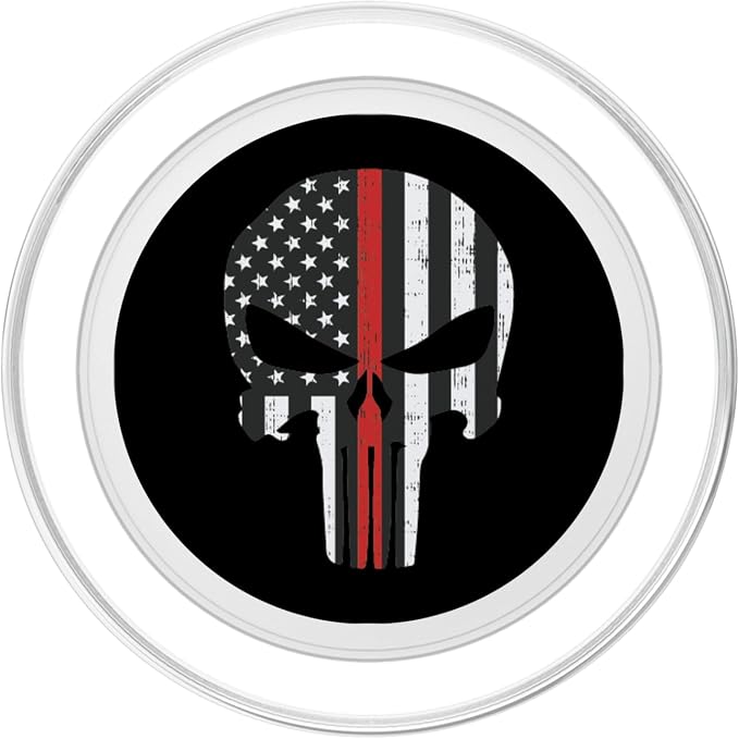 Thin Red Line Skull Fireman Dept US Flag Firefighter Gift PopSockets Standard PopGrip