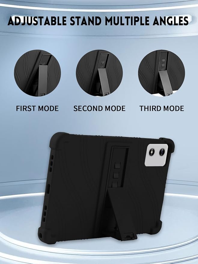 10 Case for SVITOO Tab 10/P10/PL001 Android 15 Tablet (Black) | Soft Silicone Kids Friendly Protective Cover with Adjustable Stand Drop-Proof