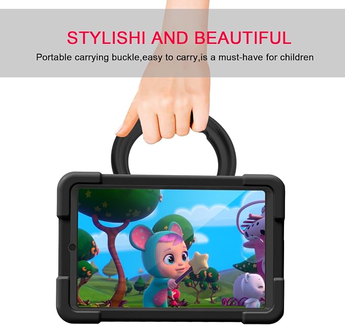 AKABEILA Compatible with Amazon Fire HD 8 2020/2022 Tablet Case，Rugged Kids Case with Stand Lightweight Shockproof Kids Friendly Tablet Cover Black