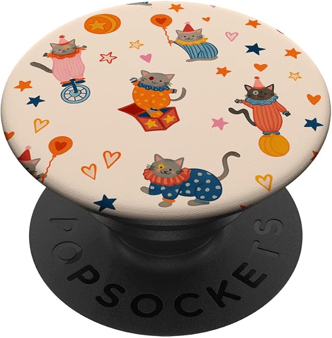 Cute Circus Cat Colorful Clown Kitten Pattern Aesthetic PopSockets PopGrip for MagSafe
