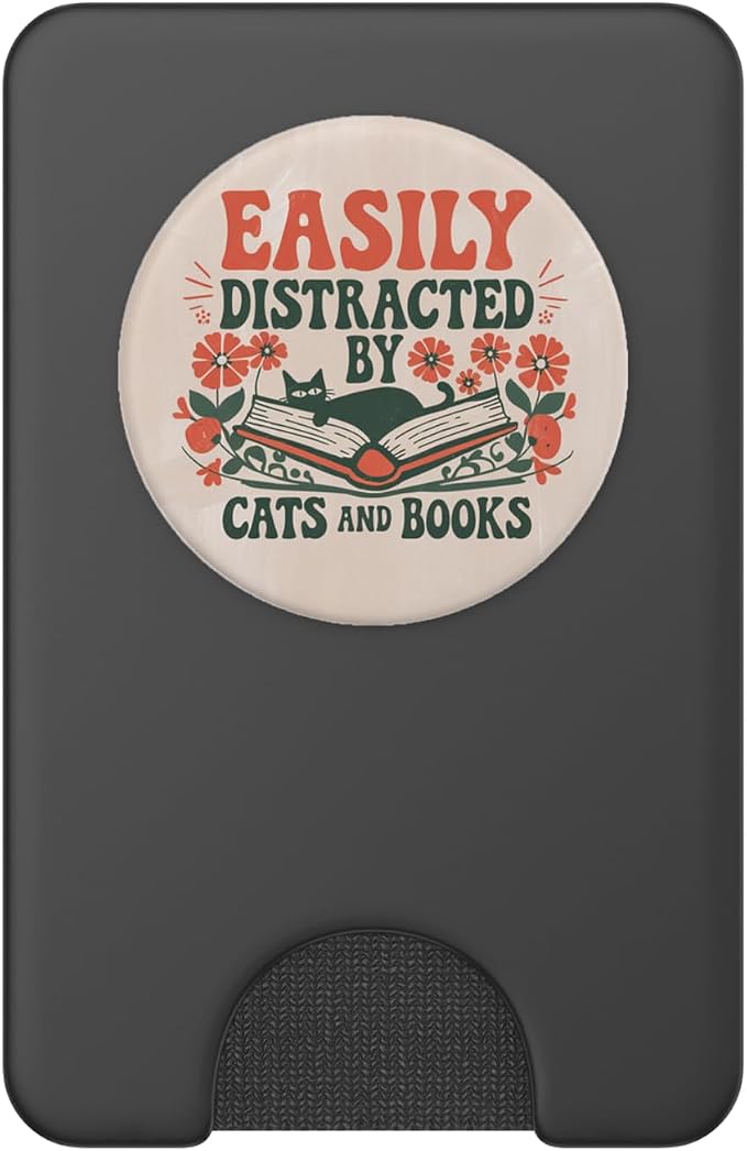 Groovy Cat &amp Book Lover Funny Retro Design PopSockets Adhesive PopGrip