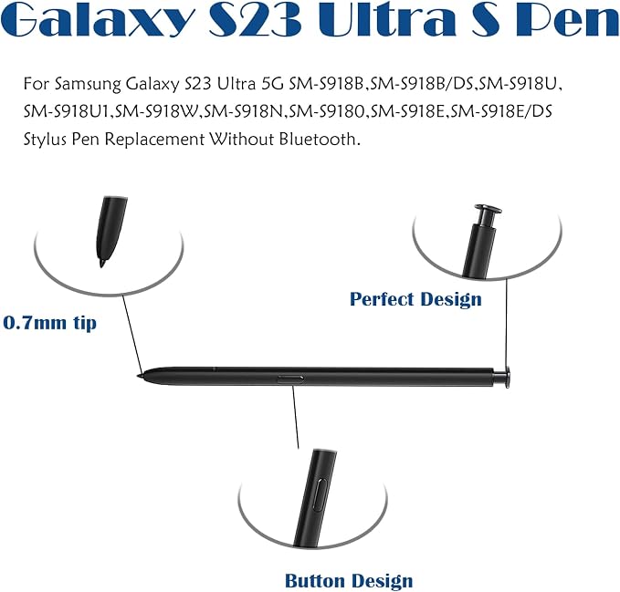 2 Pcs Galaxy S23 Ultra S Pen Replacement for Samsung Galaxy S23 Ultra 5G S Pen WithoutBluetoothAll Versions Touch Pen Stylus Pen (Black)