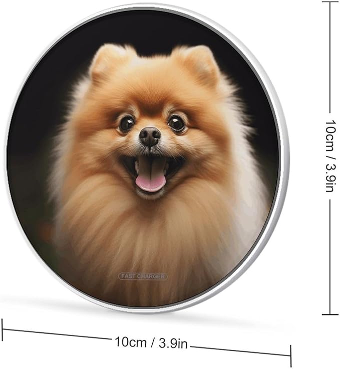 Pomeranian Wireless Charger Fast Charging Pad | Anti-Slip Qi Certified Wireless Charging Pad for All Phones with Wireless Charging Function for Home Office Travel