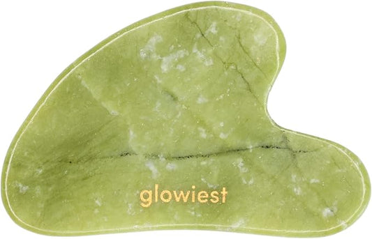 GUASHA_ for FACE and Body: 100% Natural Stone Lymphatic Drainage | Improving Fine Lines and Wrinkles - Muscle Relaxing, Body Massage Tool, Face Lift, Muscle Relief (Jade)