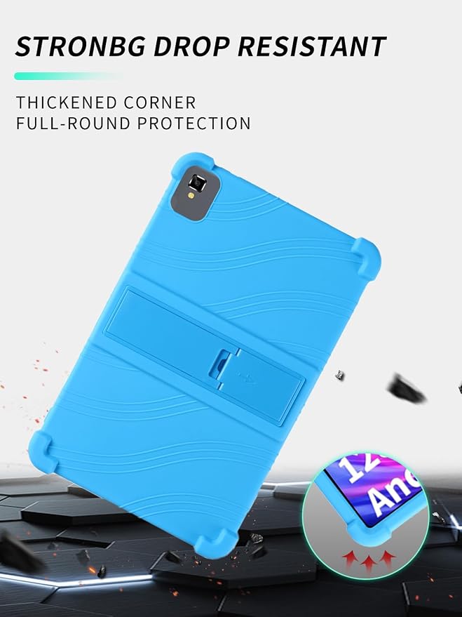 Case for YLEEBG TAB10 10 inch Android 14 TabletsWUNIAK Hollow Back DesignHeat Dissipation Shockproof Lightweight Adjustable Kickstand Silicone Shell&ampKids Friendly Soft CaseBlack