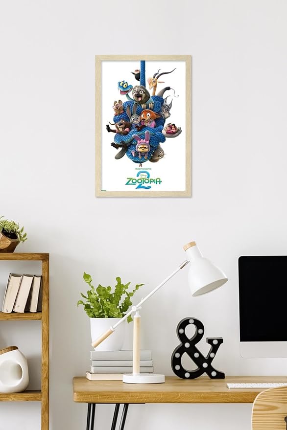 Disney Zootopia 2 (2025) - Group One Sheet Wall Poster, 22.4L" x 14.7W", Blonde Framed Version
