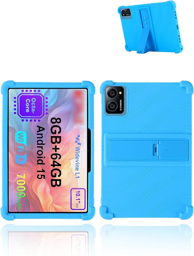 for TabneraX UTbook Android 15 Gaming Tablet10 2.5K Ultra Clear Display Tablet Model CaseSoft Silicone Adjustable Stand Cover Lightweight Kids FriendlyBlack.