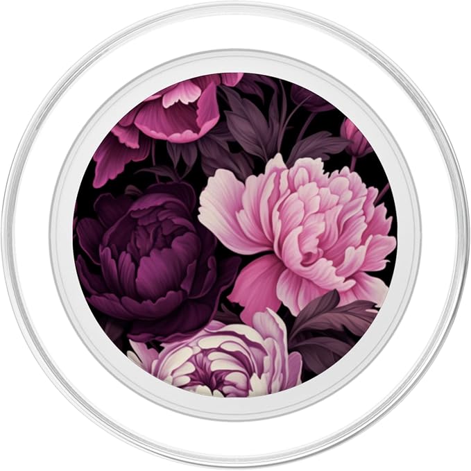 Magenta and Blush Pink Peony Flower Pattern Dark Floral PopSockets Adhesive PopGrip
