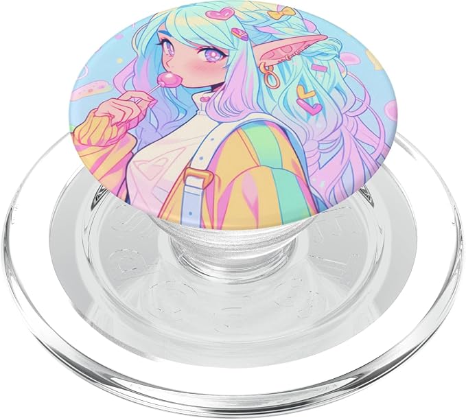 Anime Girl Pastel Kawaii Waifu Elves Girl PopSockets PopGrip for MagSafe