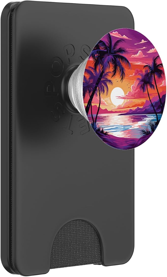 Palm Tree Beach Sunset Tropical Ocean Palms PopSockets Adhesive PopGrip