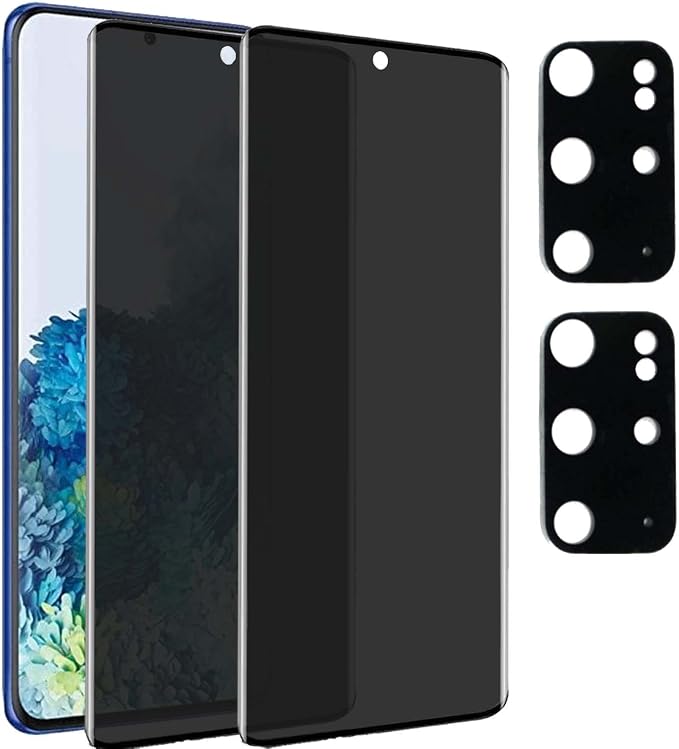 Privacy Screen Protector for Samsung Galaxy S20 Plus 5G 6.7 Inch Tempered Glass [2 Pack] with Camera Lens Protector .Anti-spyNo Bubbles9H Hardness HD Full Coverage Glass Film for Galaxy S20 Plus (B