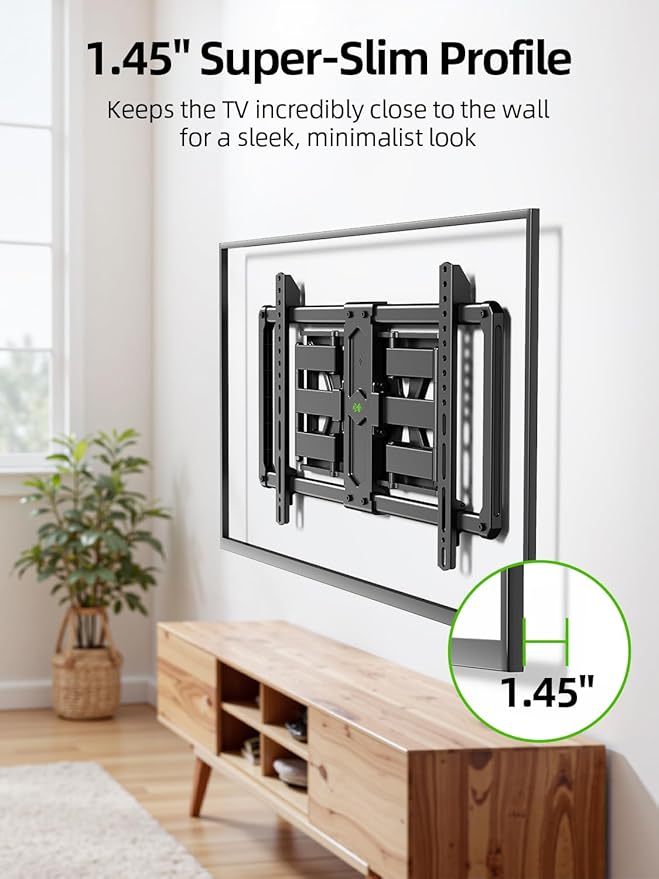 USX MOUNT Ultra Slim TV Wall Mount for Most 37-90 inch Television, Full Motion TV Mount Dual Swivel Articulating Tilt 6 Arms, Up to 120lbs, VESA 600x400mm, Max 16" Wood Studs, XML612-K