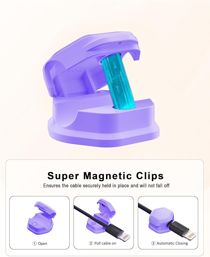 Cord Organizer - Cord Holder for Nightstand - Cable Clips - Cord Holder, Magnetic Cord Organizer, for Desk, Nightstand, Phone Charger, Computer, Home, Office, Car