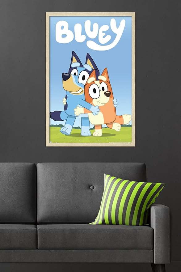 Bluey - Hug Wall Poster, 34L" x 22.4W", Blonde Framed Version