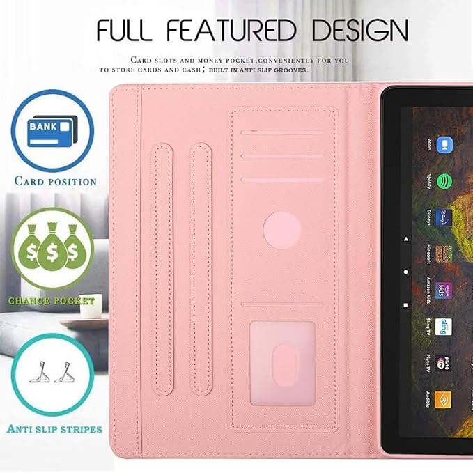 Case for Kindle Fire HD 10 &amp Fire HD 10 Plus 13th/11th Generation 2023 2021 | Synthetic Leather Flip Folio Stand Cover with Auto Wake/Sleep for Kindle Fire HD 10 &amp Fire HD 10 Plus Beach