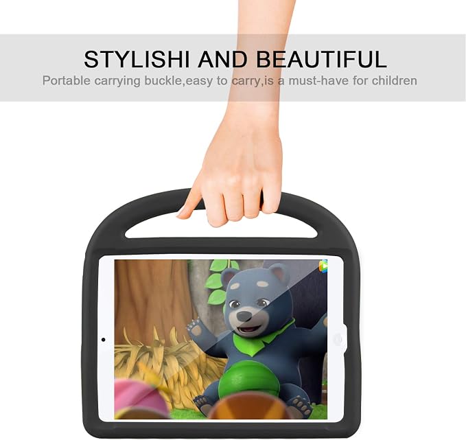 Kids Case for iPad 6th/5th Generation iPad 9.7 inch 2018/2017 and iPad Air 1/Air 2 Case with Handle/Kickstand EVA Foam Shockproof Stand Cover for iPad Air 1st/2nd Gen/iPad Pro 9.7Black Bird
