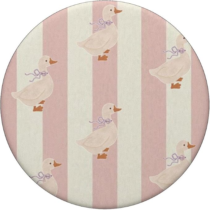 Pink Stripe Duck Pattern PopSockets Adhesive PopGrip