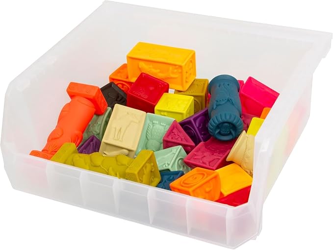 Plastic Containers for Organizing and Storage Bins for Closet, Kitchen, Office, Garage or Pantry Organization, Stackable Bins, Extra Large (14.8" x 16.5" x 7"), 4-Pack, Clear