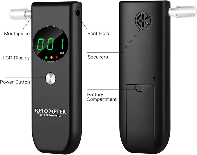Home Ketosis Breath Analyzer, Professional Ketone Breath Monitoring Meter – High Precision Ketone Monitors Breath Analyzer Ketosis Tester with 10 Mouthpieces for Tracking Your Ketones