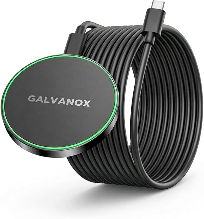 Galvanox Compatible with MagSafe Wall Mounted Magnetic Wireless Charger (15W) Fast Charging Stick-on Adhesive Design with Removable USB-C Cable (Black 10 FT)