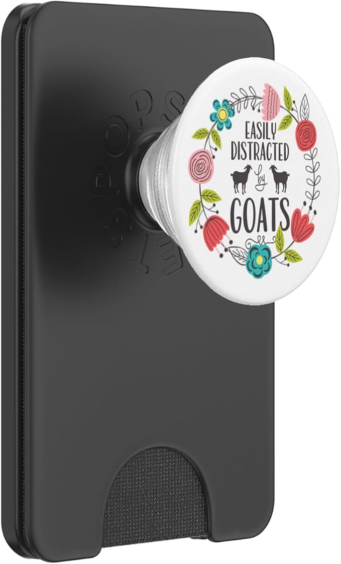 Cute Easily Distracted By Goats Spring Floral Wreath White PopSockets Adhesive PopGrip