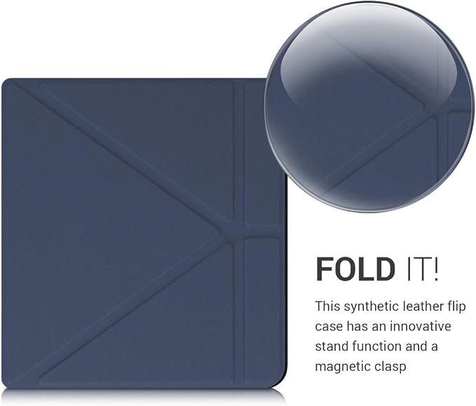 kwmobile Cover for Kobo Libra H2O Case - Slim PU Leather eReader Cover with Stand and auto Sleep funktion - Dark Blue
