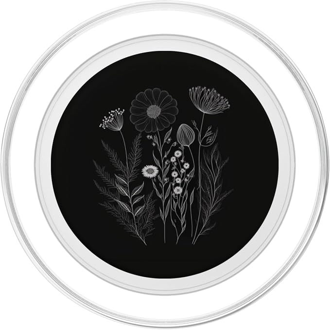 Wildflower Floral Flower Design Feminine Black PopSockets Adhesive PopGrip