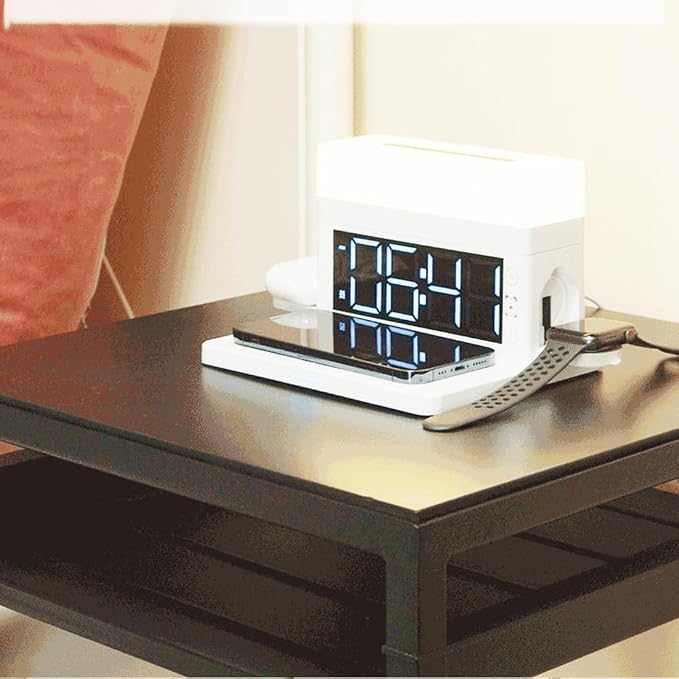 IHAO 3in1 Multifunctional Foldable Wireless Charging Station with LED Ambient Night Light Fast QC3.0 Charger for Phone iWatch Headphone Space-Saving Auto-Shutoff &amp Overcharge Protection-Black